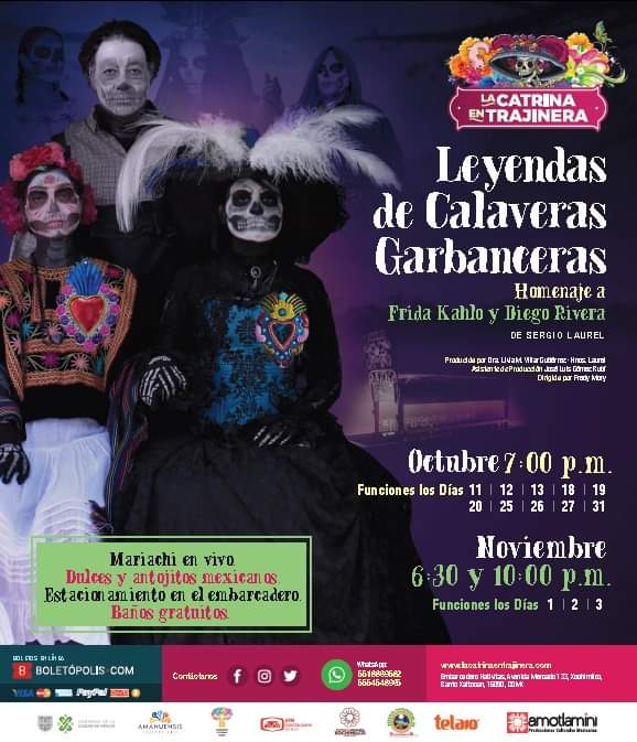 La Catrina en Trajinera, Leyendas de Calaveras Garbanceras 2019, a partir del 11 de octubre en Xochimilco