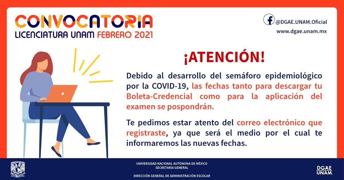 UNAM pospone examen de admisión a licenciatura por COVID