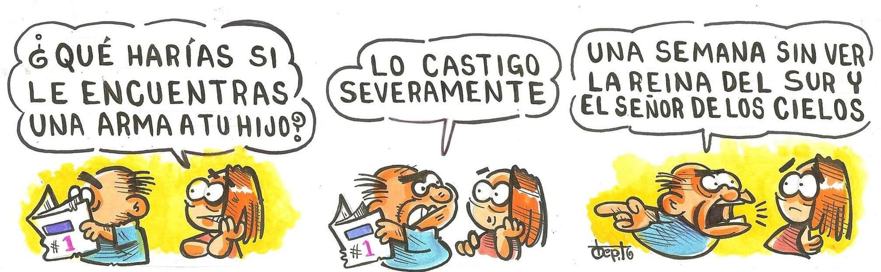 caricatura, violencia, armas, criminalidad