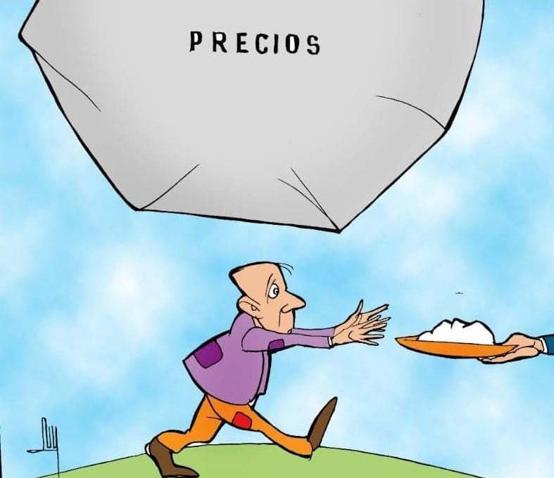 precios, aumento de precios, inflación, caricatura