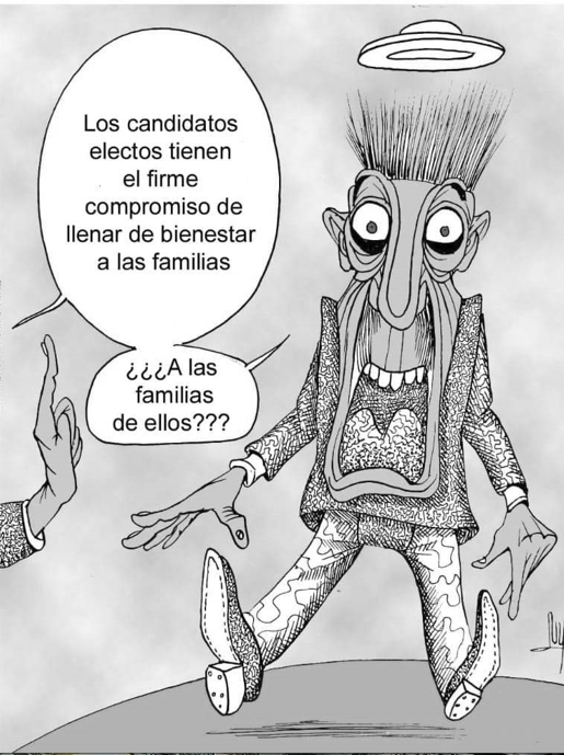 caricatura, políticos, corrupción