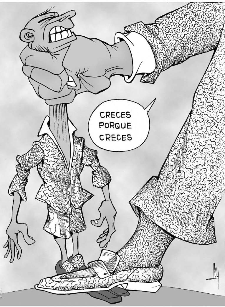 caricatura, crecimiento económico, inflación, pobreza
