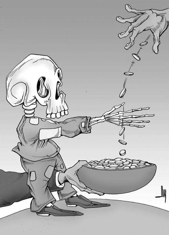 caricatura, día de muertos, pobreza, calaverita