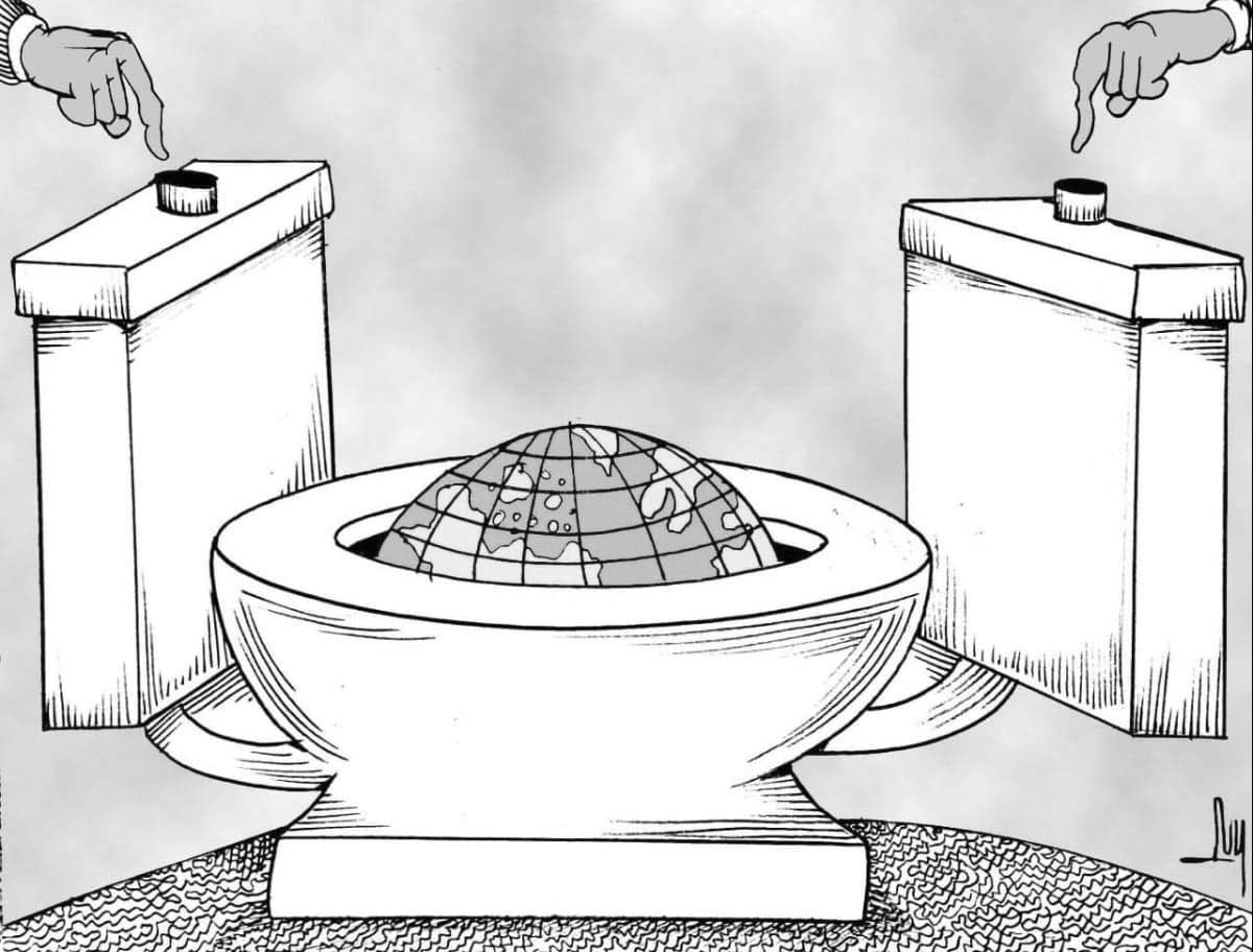 caricatura, paz, biden, putin, guerra