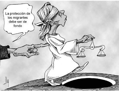 caricatura, justicia, migrantes