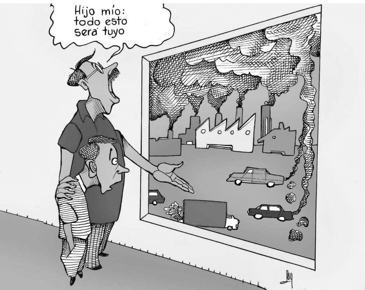 caricatura, contaminación, medio ambiente