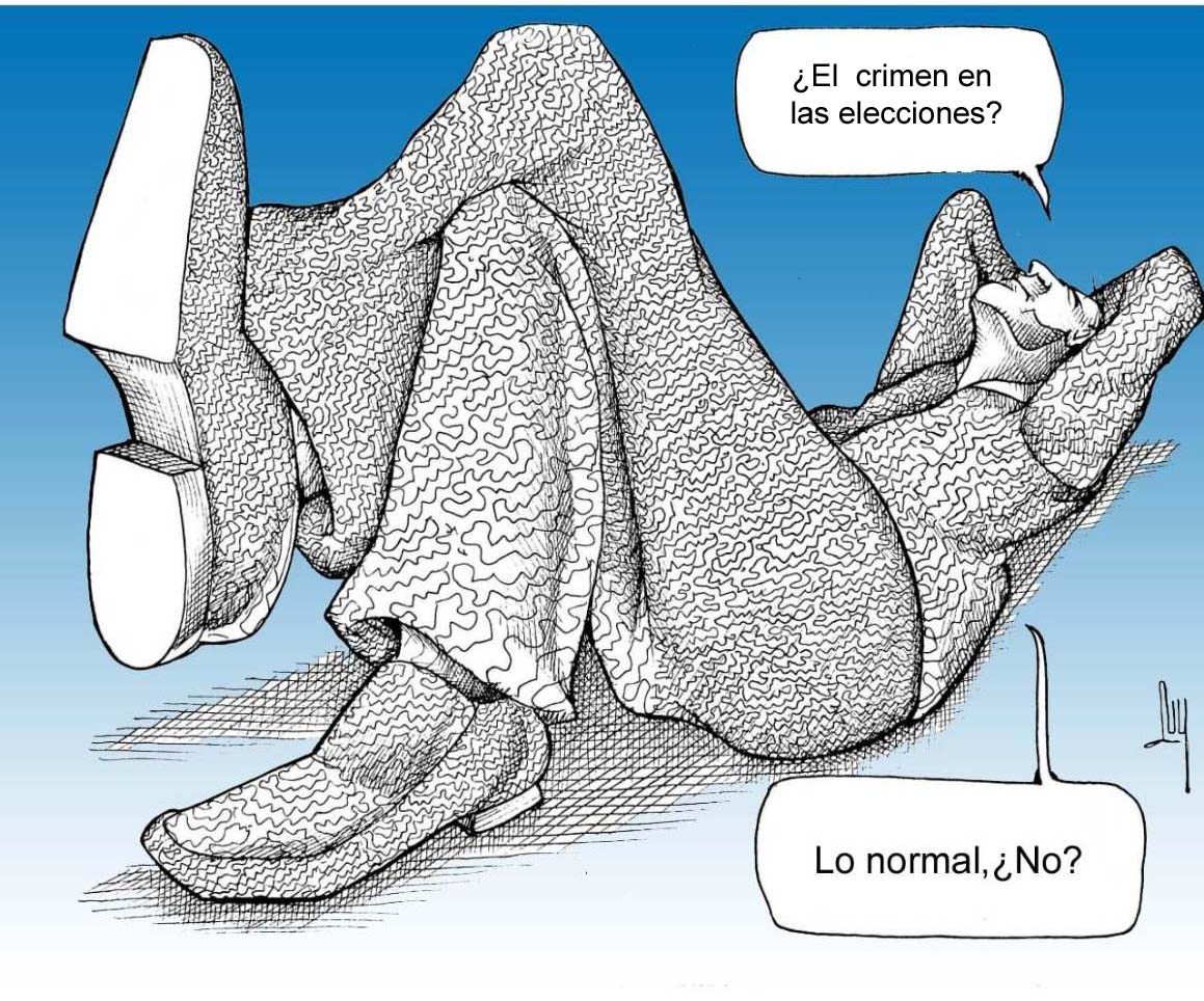 caricatura, elecciones, crimen organizado