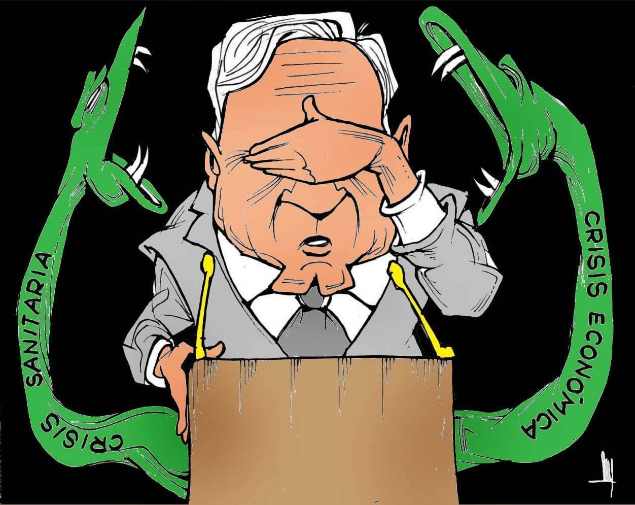 caricatura, amlo, crisis