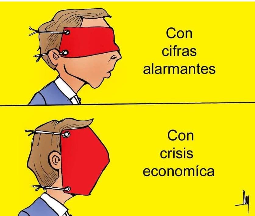 crisis económica, pobreza, cubrebocas, caricatura
