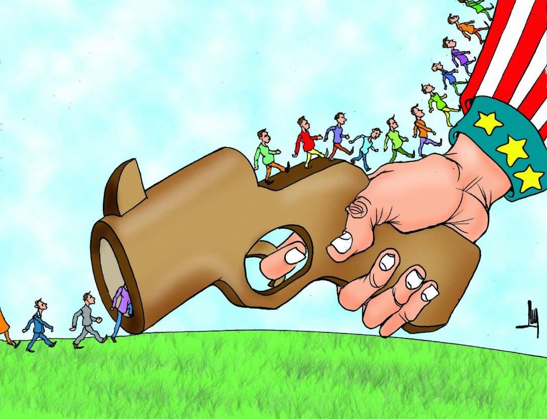 caricatura, migración, eu, derechos humanos