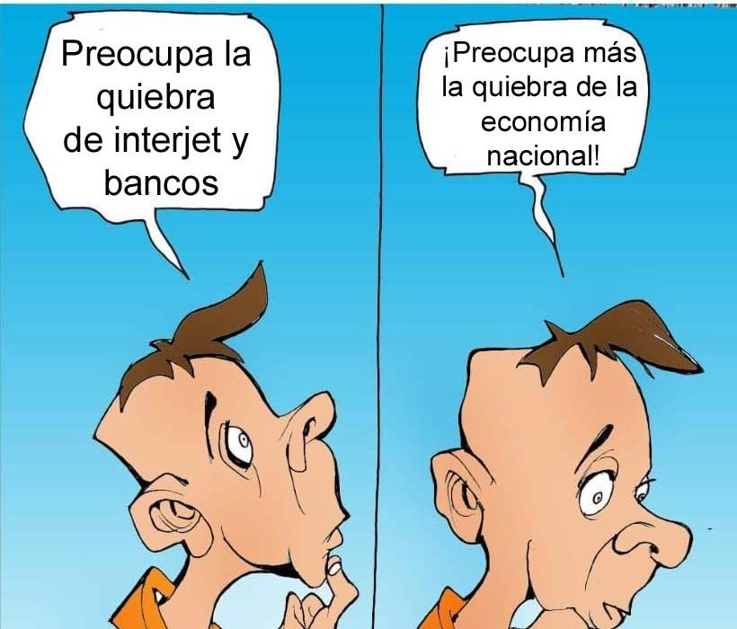 caricatura, interjet, quiebras, crisis económica, quiebra de empresas