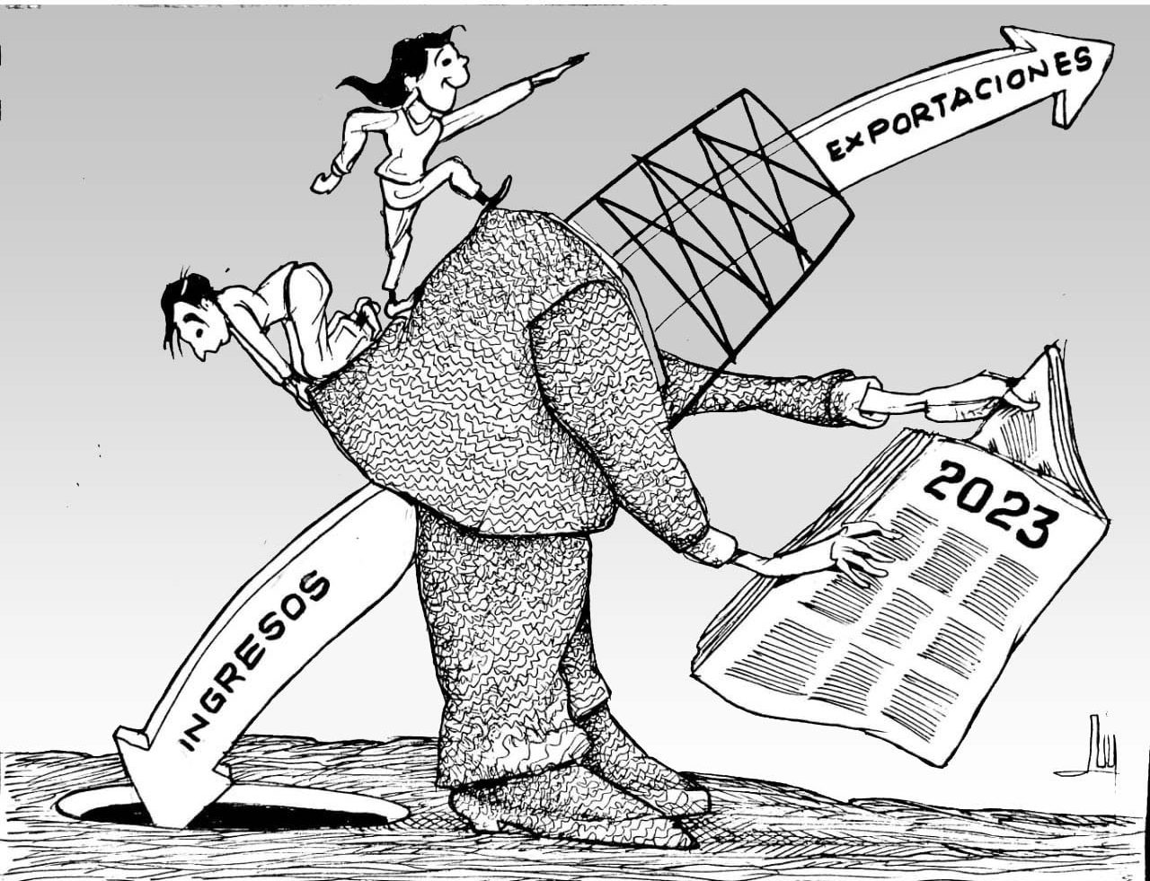 caricatura, economía mexicana, ingresos, exportaciones