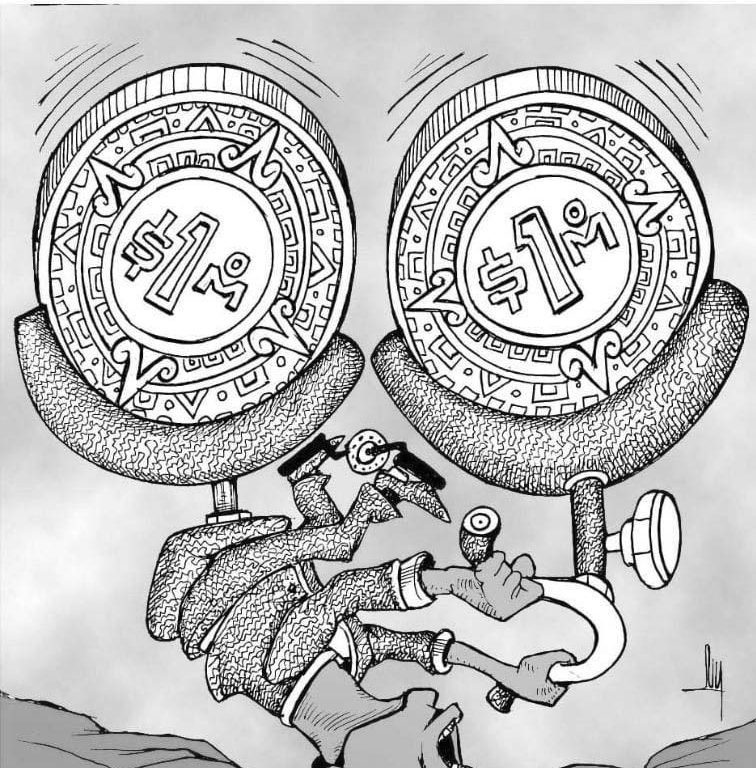 caricatura, economía, peso mexicano