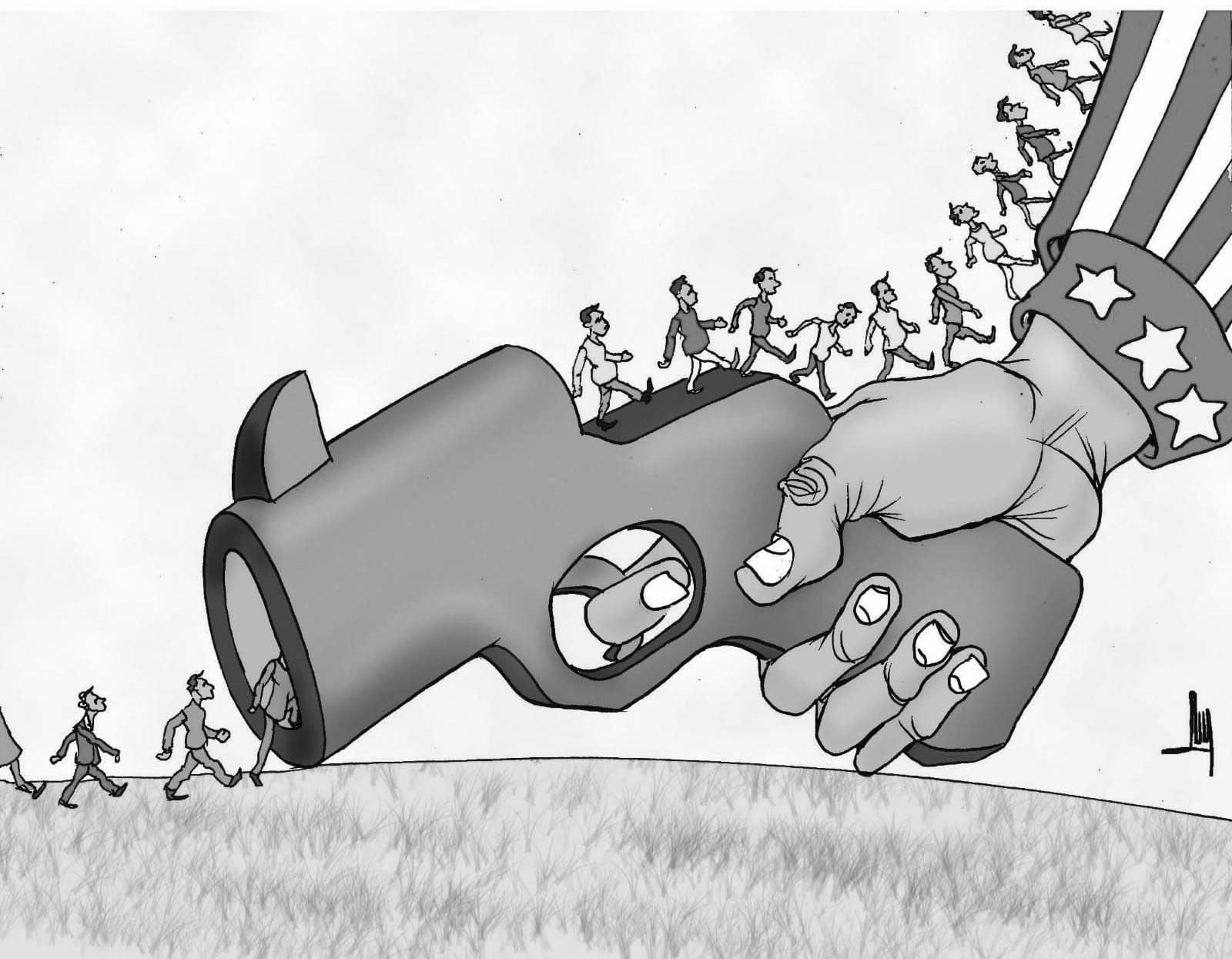 caricatura, migración, migrantes, eu, tío sam