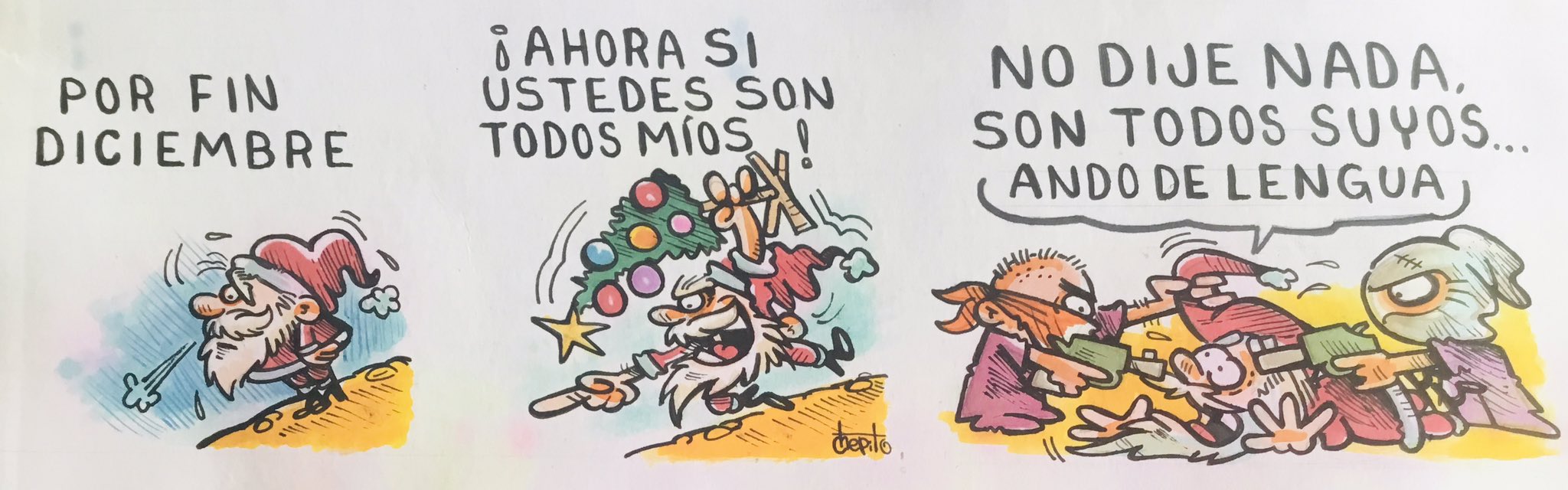 caricatura, Santa Clos, inseguridad