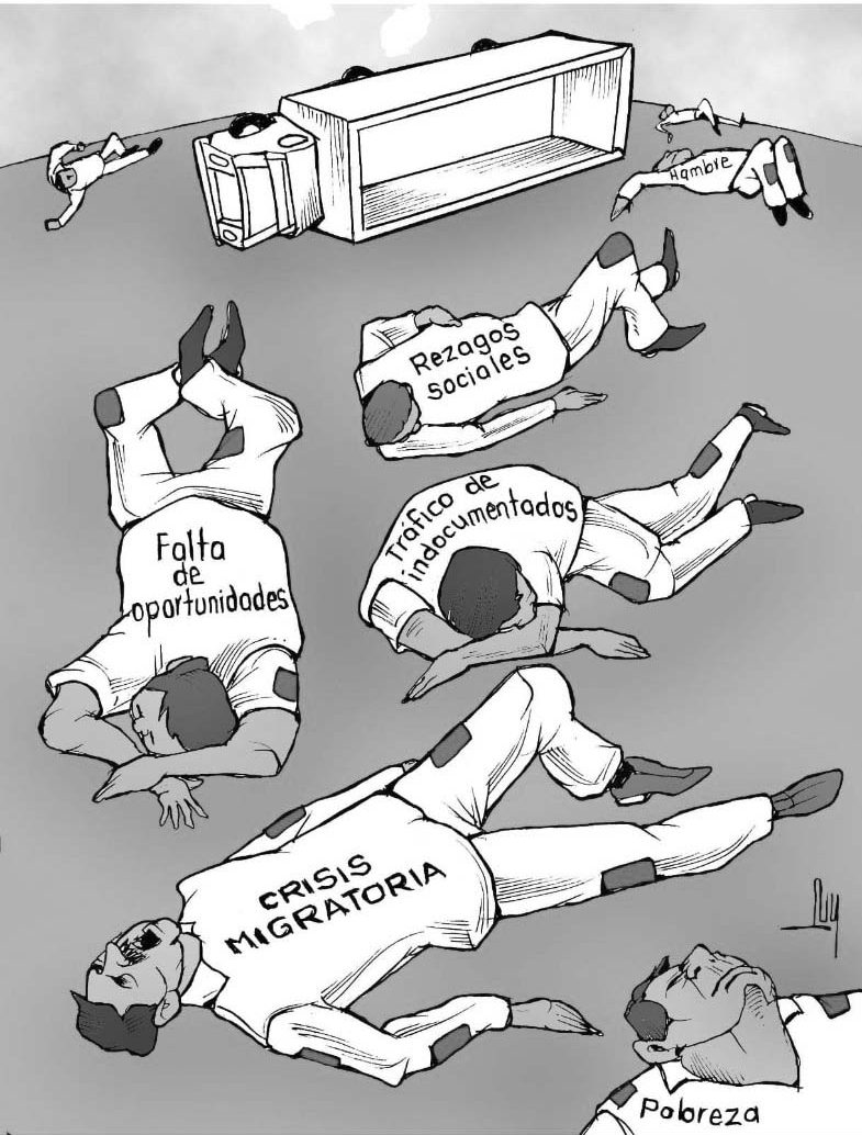 caricatura, migración, migrantes, crisis migratoria