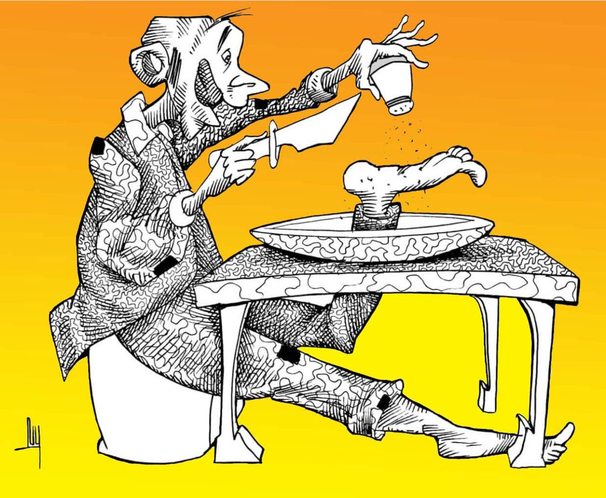 caricatura, pobreza, hambre, hambruna