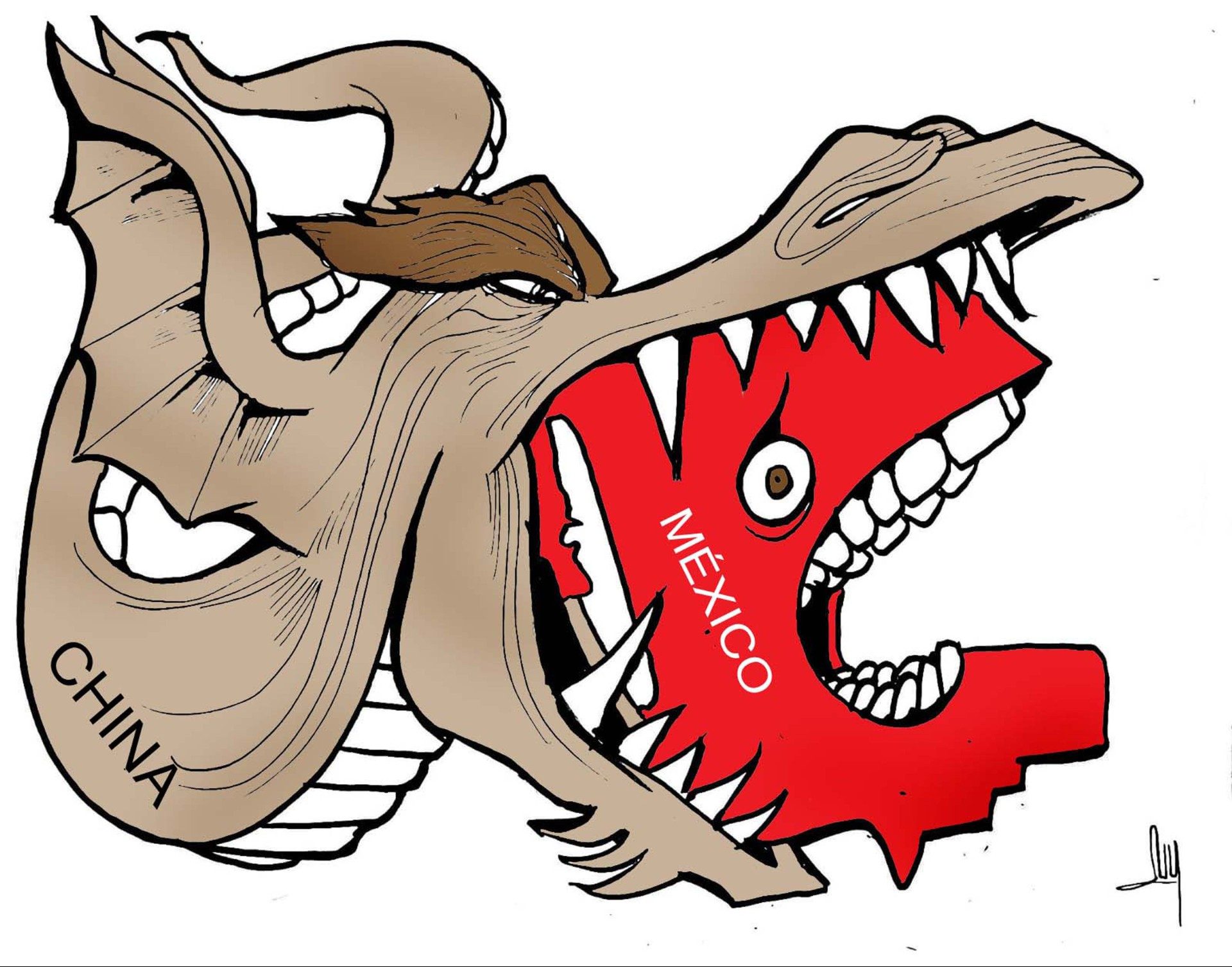 caricatura, méxico, china, economía