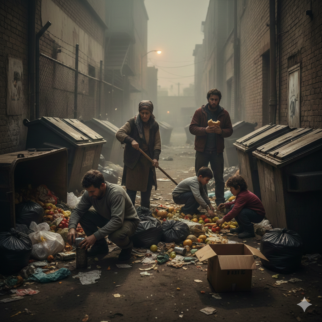 DESPERDICIO ALIMENTOS, POBREZA, BASURA/ IA GEMINI