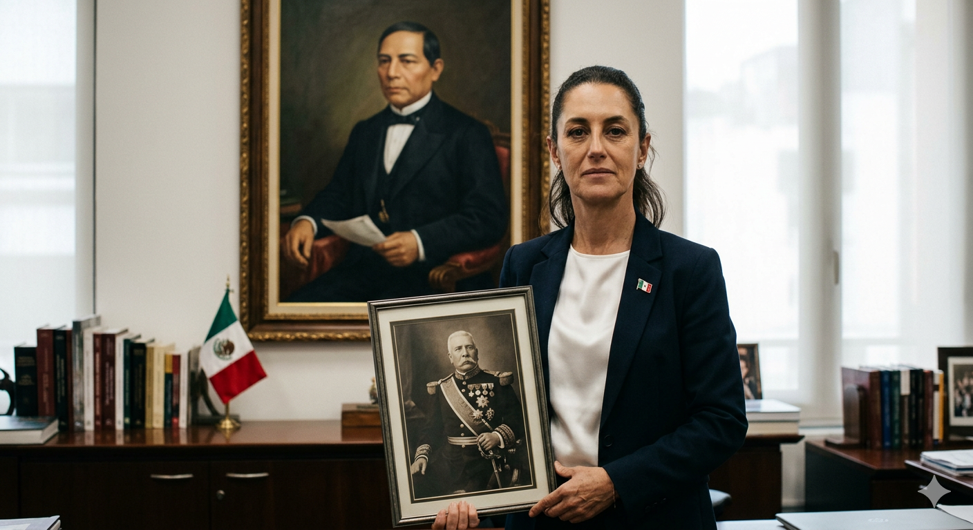 claudia sheinbaum, benito juárez, porfirio díaz, federalismo/ IA GOOGLE