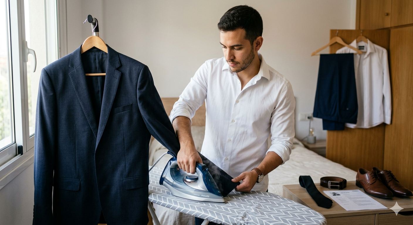 traje, planchar, hombre, tareas hogar/ Gemini